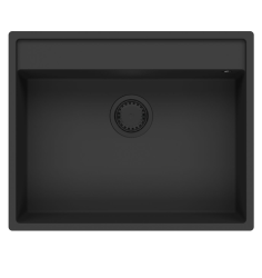 GraniteMy Bremen γρανίτης νεροχύτης 64x52 εκατοστά μαύρος επιφάνειας, υποκατασκευής και εντοιχισμένος με τρύπα για βρύση 1208953874