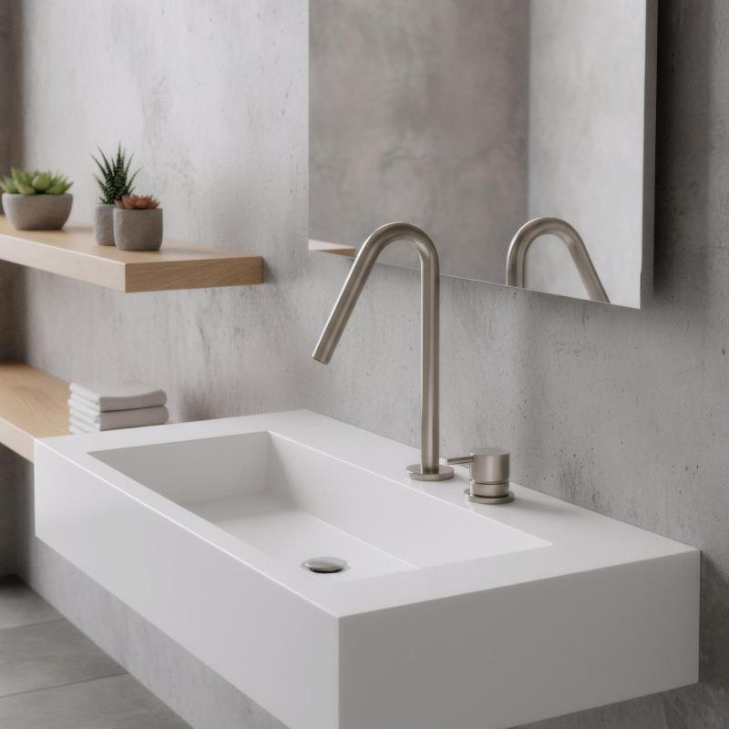 Waterevolution Flow 2-τρύπες βρύση νιπτήρα πλήρως ανοξείδωτο χάλυβα με μικρή εκροή V 120mm T1121VIE