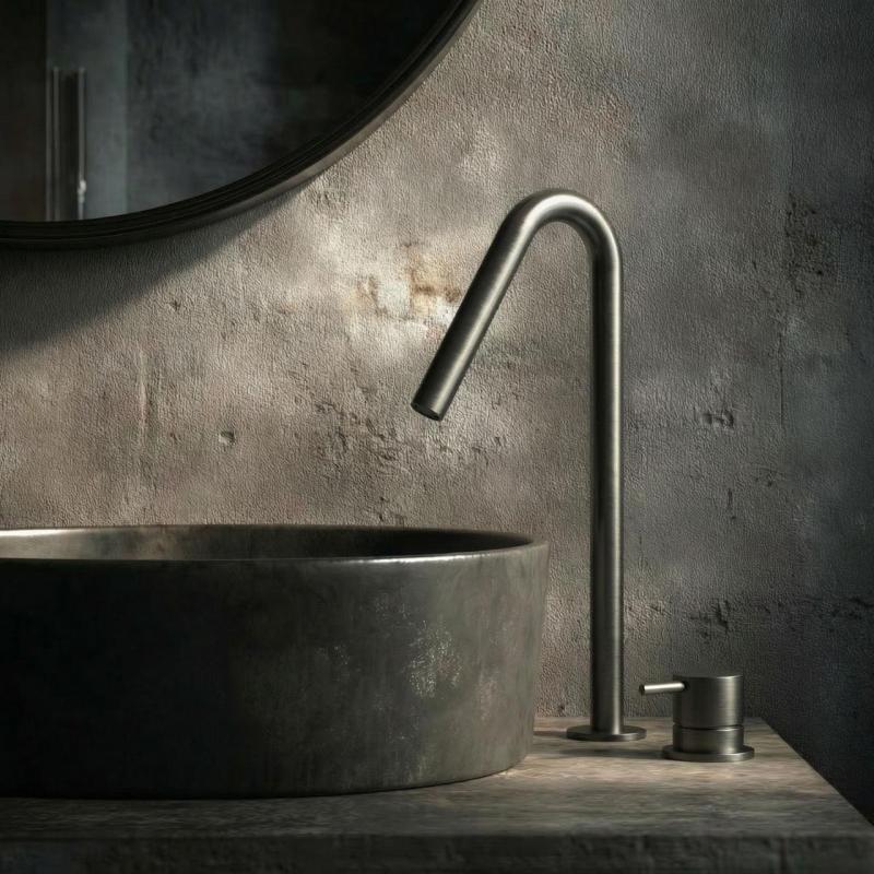 Waterevolution Flow Μπαταρία νιπτήρα 2 οπών PVD Gun Metal με υψηλή έξοδο V 120 mm T1122VGME