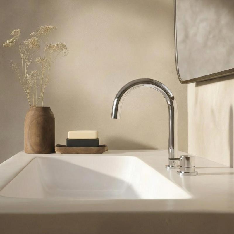 Waterevolution Flow Μπαταρία νιπτήρα 2 οπών χρώμιο με χαμηλή U 113mm έξοδο T1121U01