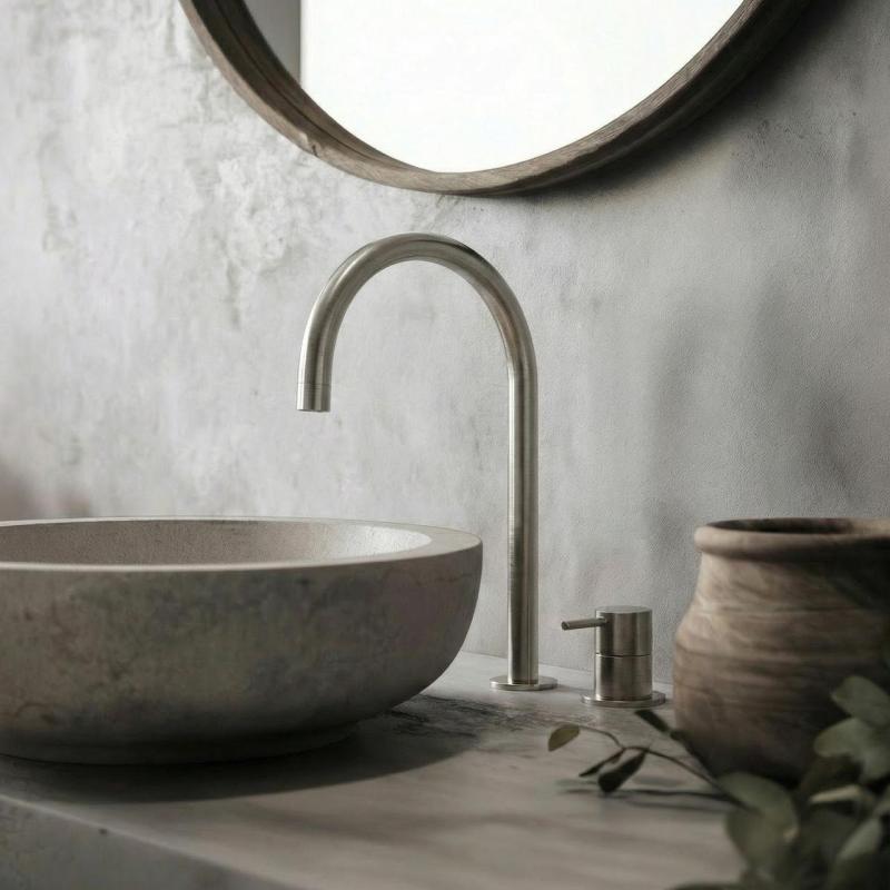 Waterevolution Flow 2-οπών βρύση νιπτήρα πλήρως από ανοξείδωτο χάλυβα με υψηλή U 200mm έξοδο T1122UIE