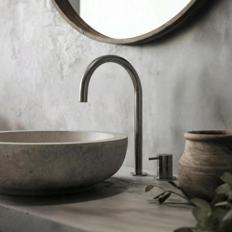 Waterevolution Flow Μονόκλινη βρύση νιπτήρα PVD Gun Metal με υψηλή U 200mm έξοδο T1122UGME