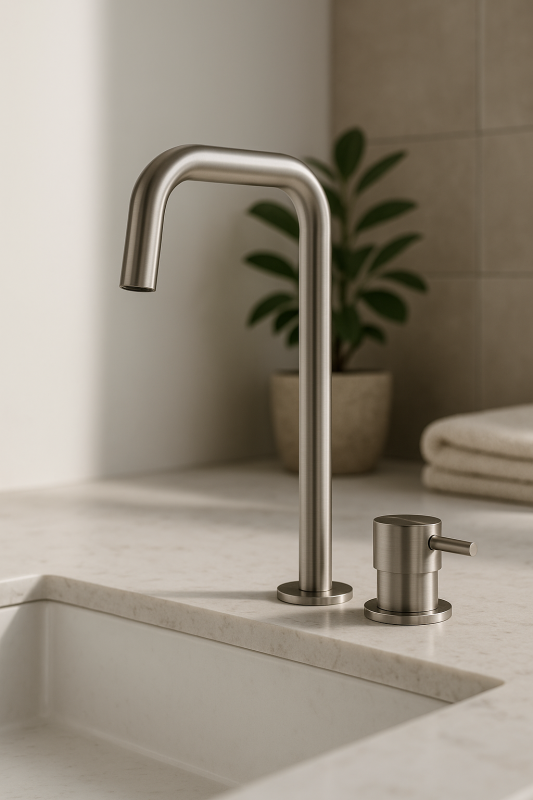 Waterevolution Flow Μονόκρονη βρύση νιπτήρα με ψηλό στόμιο 222 Ανοξείδωτο T122HIE