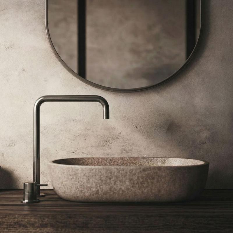 Waterevolution Flow Μονόχειρη βρύση νιπτήρα  υψηλή έξοδος 222 PVD Gun Metal T122HGME