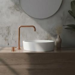 Επανάσταση του νερού Flow 2-οπών ψηλή βρύση νιπτήρα 222 PVD Χαλκός Συρματόβουρτσα T122HCPE