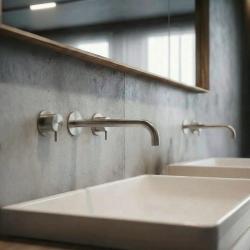 Waterevolution Flow 3-οπών ενσωματωμένη βρύση νιπτήρα, πλήρως από ανοξείδωτο ατσάλι, με έξοδο 21 cm T1163FIE-21