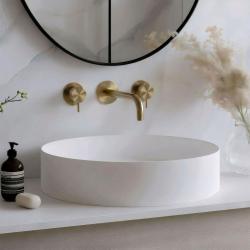 Waterevolution Flow 3-τρύπες ενσωματωμένη βρύση νιπτήρα από πλήρως βουρτσισμένο ορείχαλκο με έξοδο 15 cm T1163FLE-15