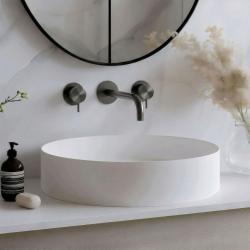 Waterevolution Flow 3-οπτική ενσωματωμένη βρύση νιπτήρα PVD Gun metal με έξοδο 15 cm T1163FGME-15