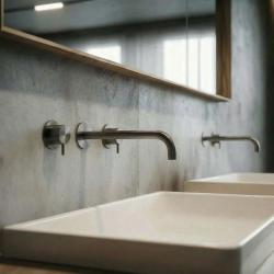 Waterevolution Flow 3-τρώνου ενσωματωμένη βρύση νιπτήρα PVD Gun metal με έξοδο 21 cm T1163FGME-21