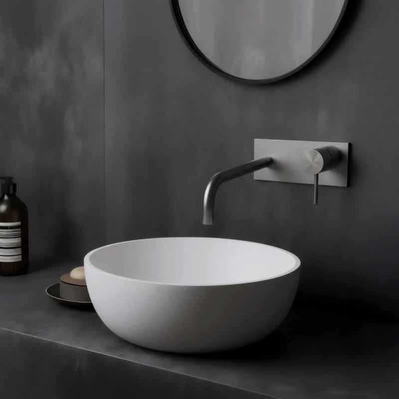 Waterevolution Flow ενσωματωμένη βρύση νιπτήρα με κάλυμμα, εξ ολοκλήρου από ανοξείδωτο ατσάλι, με έξοδο 21 cm T1161BIE-21