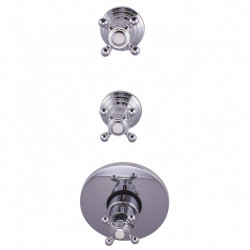 PB Classic νοσταλγικός ενσωματωμένος θερμοστάτης ντους με 2 βρύσες χρωμίου