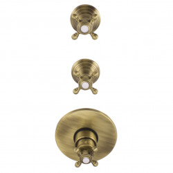 PB Classic νοσταλγικός εντοιχισμένος θερμοστάτης ντους με 2 βαλβίδες διακοπής μπρούντζος.