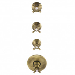 PB Classic νοσταλγικός εντοιχισμένος θερμοστάτης ντους με 3 βάνες διακοπής μπρούτζινος.