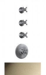 PB Classic νοσταλγικός εντοιχισμένος θερμοστάτης ντους με 3 διακόπτες, όψη από ανοξείδωτο ατσάλι.