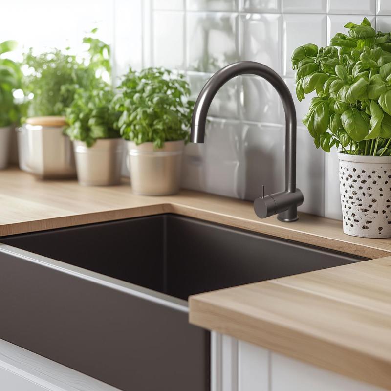 Waterevolution Flow μπαταρία κουζίνας PVD Gun metal με αποσπώμενο στόμιο T155GME