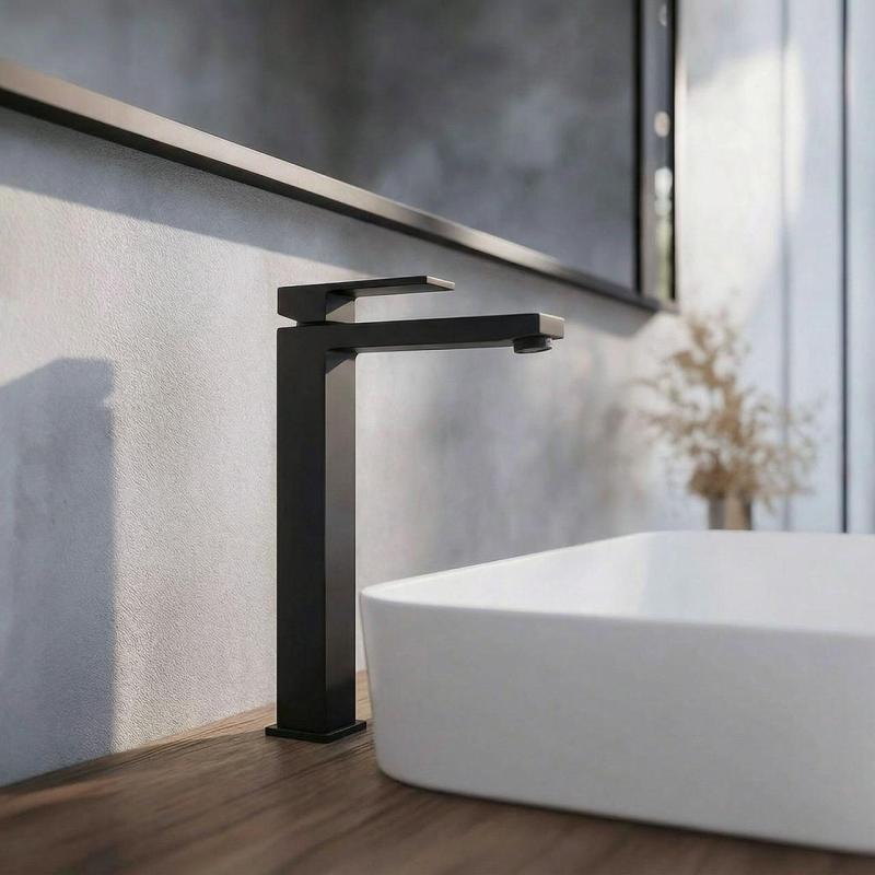 PB Kiki 1-οπών μπαταρία νιπτήρα υψηλής κατηγορίας για νιπτήρες, μαύρο ματ