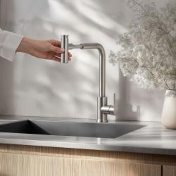 Quadri Cardiff μπαταρία κουζίνας με αποσπώμενο ντους με 2 τύπους ροής από ανοξείδωτο χάλυβα 1208955914