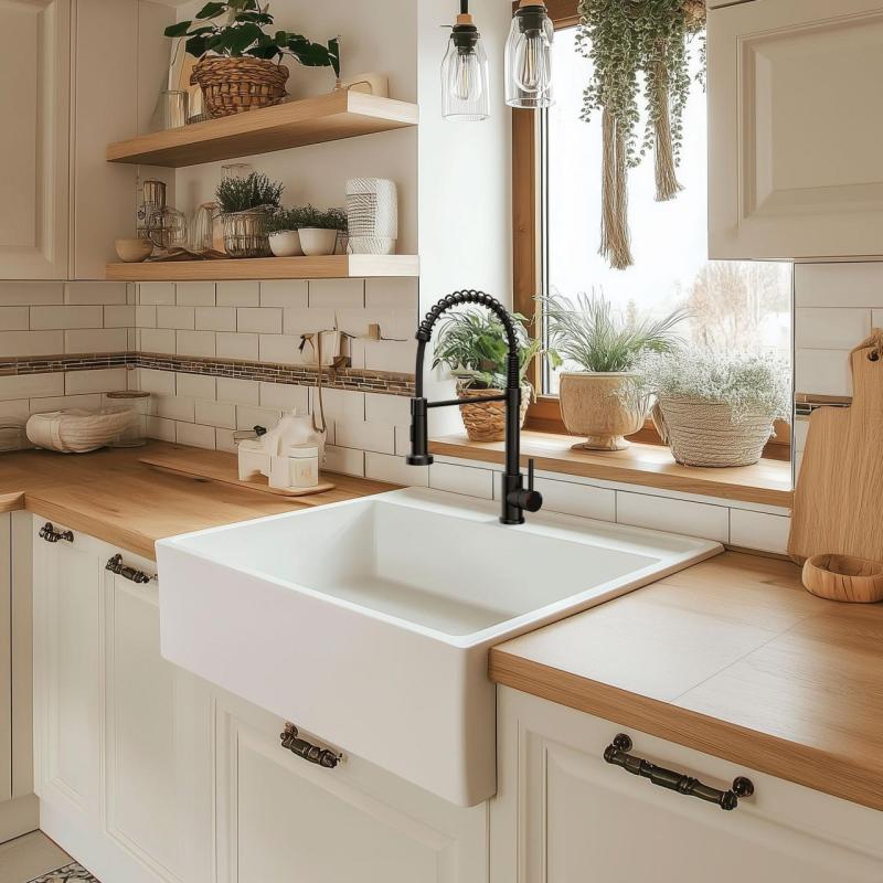 Quadri Derby κουζίνας μπαταρία με εύκαμπτο στόμιο και ντους με 2 τύπους εκτόξευσης μαύρο ματ 1208955917