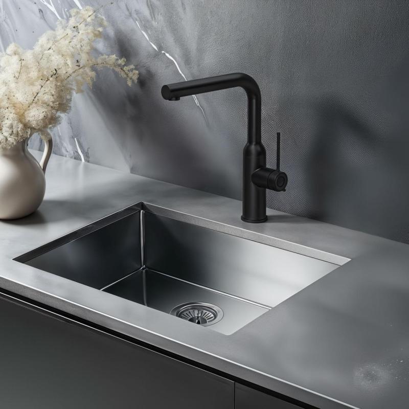 Quadri Stamford μπαταρία κουζίνας με αποσπώμενο στόμιο μαύρο ματ 1208956082