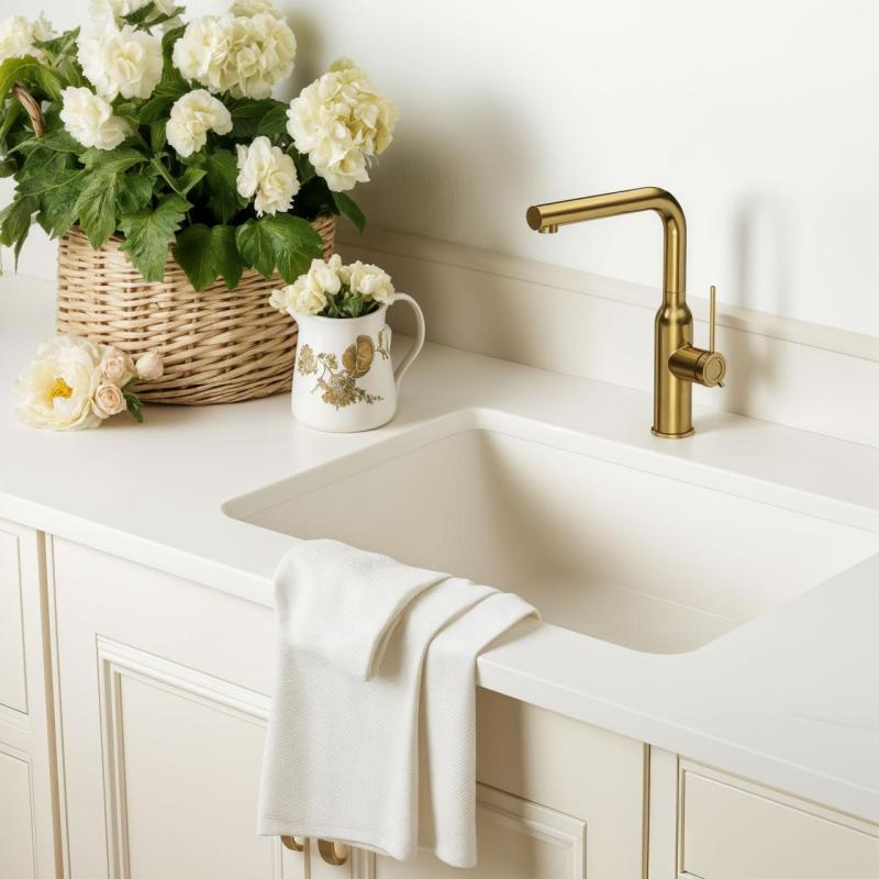 Quadri Stamford κουζίνα μπαταρία χρυσή με αποσπώμενο στόμιο 1208956084