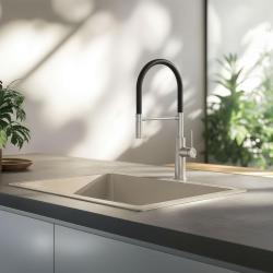 Quadri Retford κουζίνας βρύση από ανοξείδωτο ατσάλι με ευέλικτο στόμιο μαύρο 1208956089
