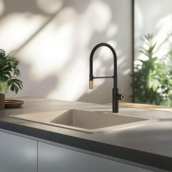 Quadri Retford Κουζίνας Μπαταρία Μαύρη με Χρυσό Φινίρισμα και Εύκαμπτο Μαύρο Στόμιο 1208956092