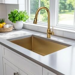 Quadri Stamford μπαταρία κουζίνας χρυσή με αποσπώμενο στόμιο και λειτουργία ψεκασμού 1208956093