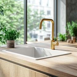 Quadri Stamford μπαταρία κουζίνας pvd χρυσό με περιστρεφόμενη γωνιακή ροή 1208956098