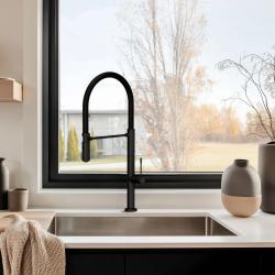 Quadri Brighton μπαταρία κουζίνας μαύρο ματ με εύκαμπτο στόμιο μαύρο 1208956103