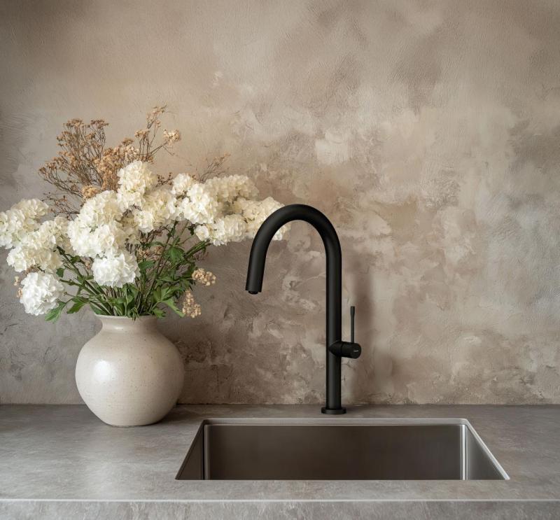 Quadri Brighton μπαταρία κουζίνας μαύρο ματ με περιστρεφόμενο στόμιο 1208956107