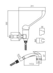 PB Clinic Μπαταρία ντους για άτομα με ειδικές ανάγκες με μακρύ χερούλι χρωμίου με σπρέι ντους 1208956283