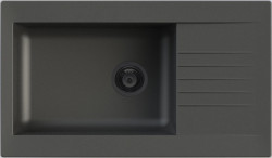 Ausmann Fibre μεγάλο μαύρο πλαστικό νεροχύτη αναστρέψιμο με στραγγιστήρα επιφάνειας 86x50 εκατοστά με μαύρο πώμα 1208956781