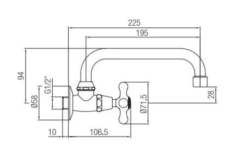 PB κλασική βρύση τοίχου με αστέρι κουμπί για κρύο νερό και περιστρεφόμενο στόμιο μπρούντζος 1208956897