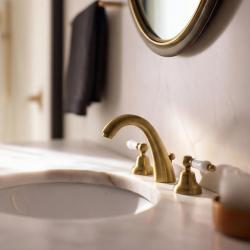 PB κλασική βρύση 3 οπών για ψηλούς νιπτήρες Λευκές λαβές Μπρούντζος 1208956910