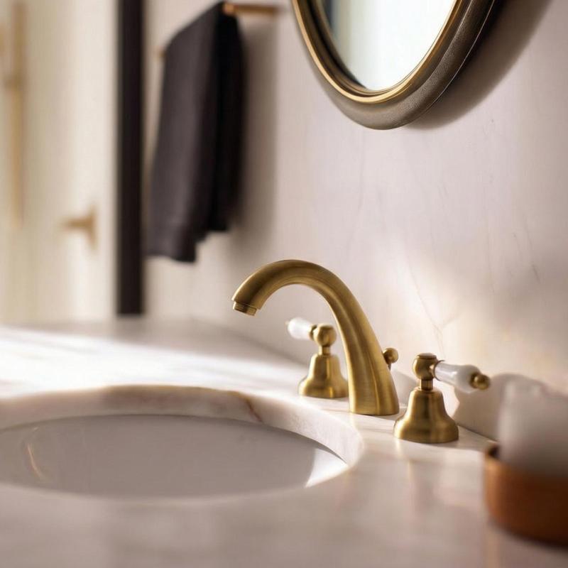 PB κλασική βρύση 3 οπών για ψηλούς νιπτήρες Λευκές λαβές Μπρούντζος 1208956910