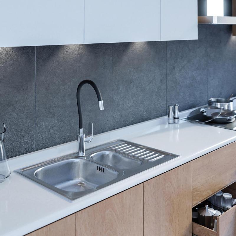 Ausmann Basic ανοξείδωτος χάλυβας 1,5 ενσωματωμένος νεροχύτης με αναστρέψιμη αποστράγγιση 78x50 cm, περιλαμβάνει σιφόνι 1208956970