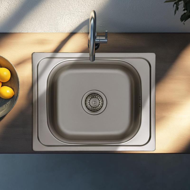 Ausmann Basic ανοξείδωτος νεροχύτης επιφάνειας 50x40 cm με σιφόνι 1208956975