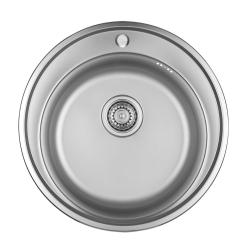 Αυσμαν Βασική ανοξείδωτη εντοιχισμένη στρογγυλή νεροχύτης με οπή για μπαταρία 51 εκ. συμπεριλαμβανομένου σιφονιού 1208956976