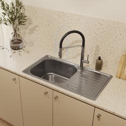 Ausmann Basic ανοξείδωτος νεροχύτης με επιφάνεια αποστράγγισης, αναστρέψιμος 76x42 εκ. συμπεριλαμβανομένου σιφονιού 1208956978