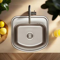 Ausmann Basic ανοξείδωτος εντοιχιζόμενος νεροχύτης 49x47 cm με χώρο για μπαταρία, συμπεριλαμβανομένου σιφονιού 1208956997.