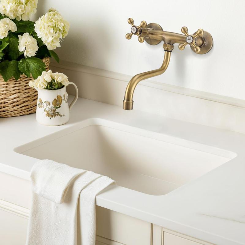 ΑκουάΤρίμο Βιβάλντι κλασική κουζίνα επιτοίχια βρύση μπρούντζος 21VV7068BN