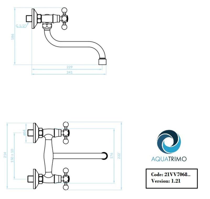 ΑκουάΤρίμο Βιβάλντι κλασική κουζίνα επιτοίχια βρύση μπρούντζος 21VV7068BN