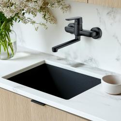 ΑκουαΤρίμο Chopin μαύρη επιτοίχια βρύση με κάτω ροή 235mm 21CP7075SW