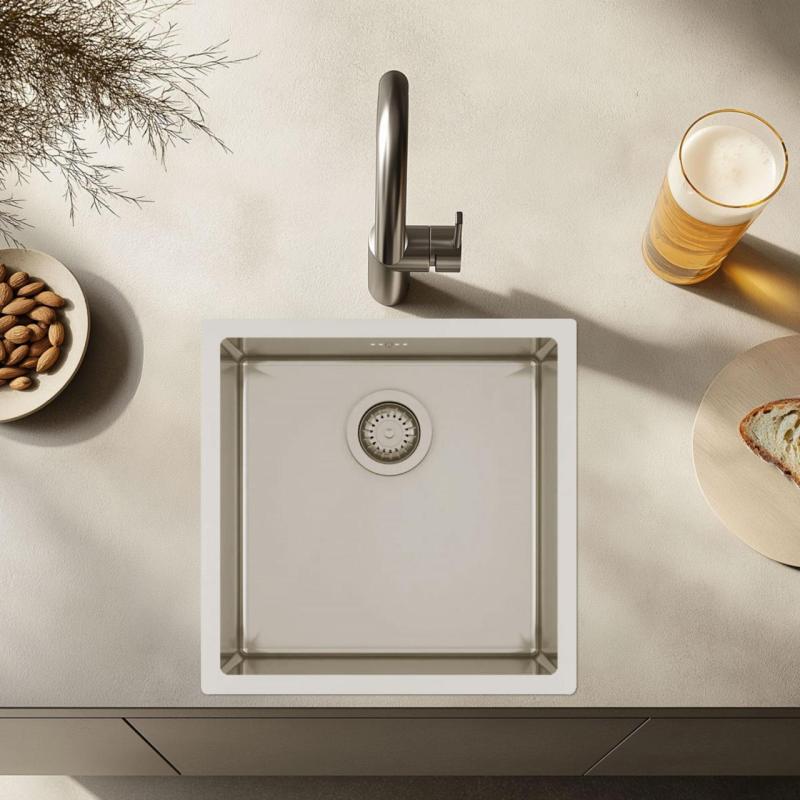 Ausmann Oder ανοξείδωτος νεροχύτης 40x40cm επίπεδης κατασκευής, υποστύλωσης και επιφανείας, επιπλέον βάθος 22cm 1208957112