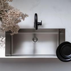 Ausmann Oder μεγάλο ανοξείδωτο νεροχύτη 74x40cm επίπεδη κατασκευή, υποκατασκευή και επικατασκευή εξαιρετικά βαθύς 22cm 1208957114