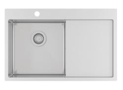 Ausmann Oder Blue ανοξείδωτος νεροχύτης 78x50cm επίπεδης κατασκευής και επικατασκευής με τμήμα στράγγισης 1208957122