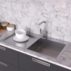 Ausmann Oder Blue μεγάλο ανοξείδωτο νεροχύτη 100x51cm επίπεδη κατασκευή και επιφανειακή εγκατάσταση με αποστραγγιστικό τμήμα 1208957123