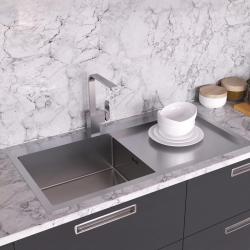 Ausmann Oder Blue μεγάλο ανοξείδωτο νεροχύτη 100x51cm επίπεδη κατασκευή και επιφανειακή εγκατάσταση με αποστραγγιστικό τμήμα 1208957124