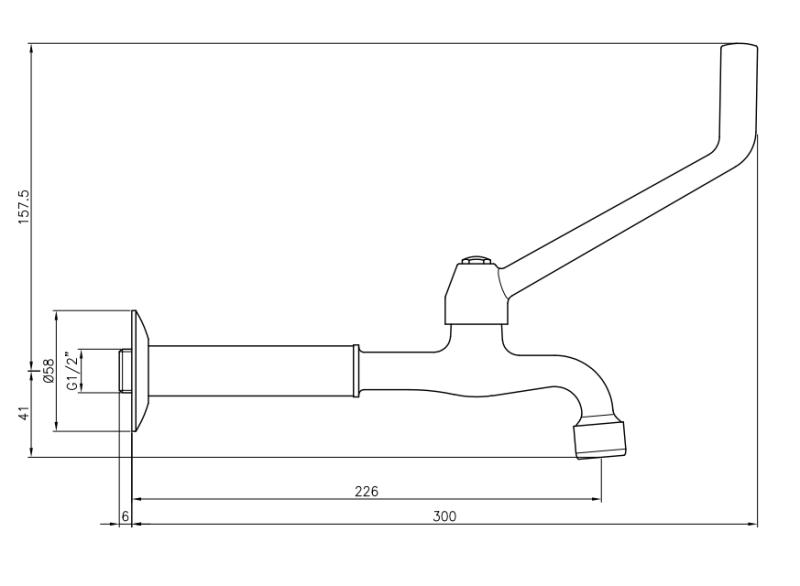 PB Clinic αναπηρικός τοίχος βρύση κρύου νερού με μακρύ μοχλό χρώμιο μακρύ μοντέλο 1208957199