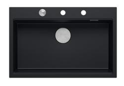 Quadri μαύρος ματ σκληρός γρανίτης νεροχύτης επιφάνειας 76x50cm με αξεσουάρ 1208957201